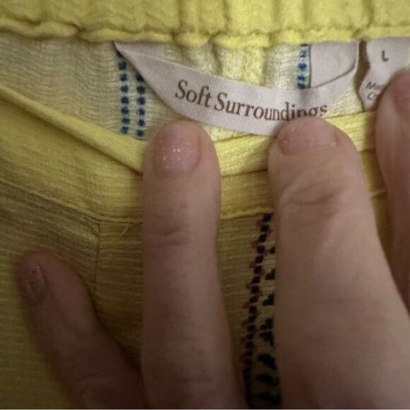 Soft Surroundings Laguna Boho Bohemian Crop Pants Yellow Women’s‎ Size Large - Picture 8 of 11